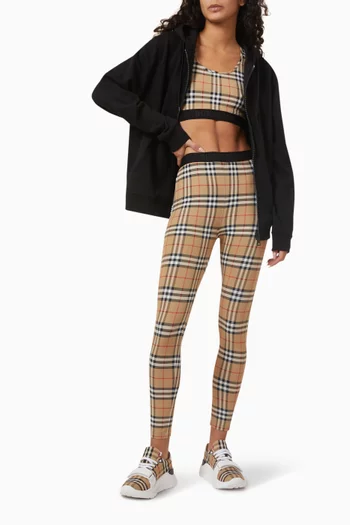 Belvoir Logo Vintage Check Leggings in Stretch-jersey