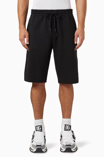 Embroidered Bermuda Jogging Shorts in Cotton-blend Jersey