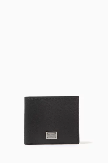 Logo Plaque Bifold Wallet in Leather