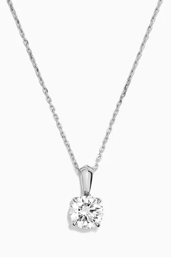 Gaia Solitaire Diamond Pendant Necklace in 18kt White Gold