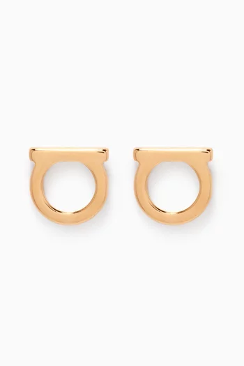 Gancini Stud Earrings in Brass