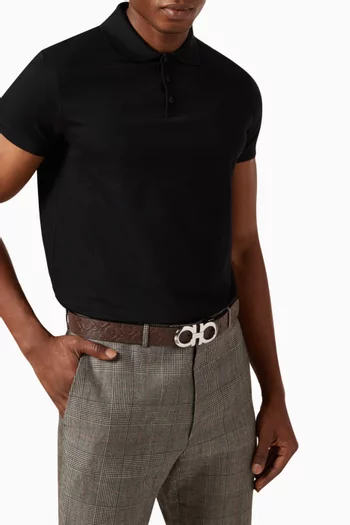 حزام بوجهين وإبزيم بحلية جانشيني جلد