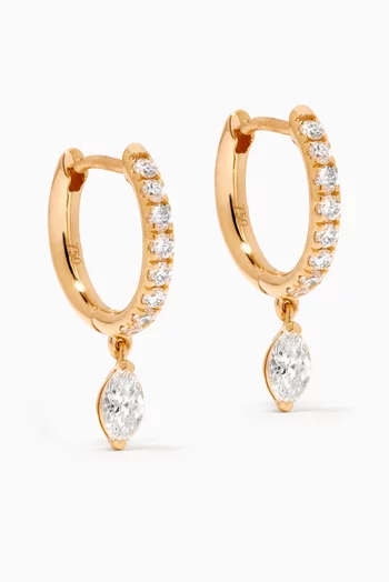 Marquise Diamond Drop Hoops in 18k Yellow Gold
