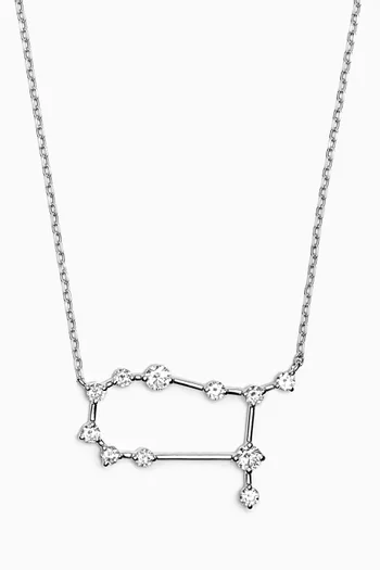 Gemini Constellation Diamond Necklace in 18kt White Gold
