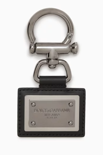 سلسلة مفاتيح بحلية شعار الماركة جلد دوفين