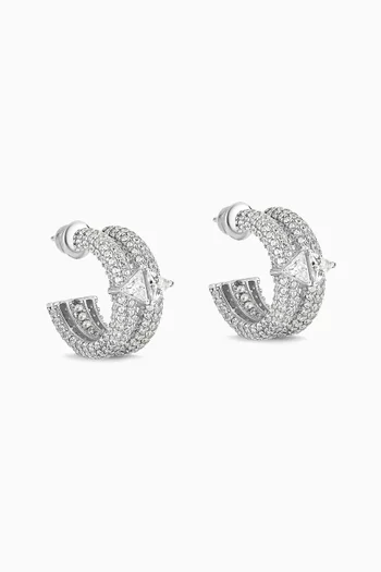 Halo Huggie Earrings in Rhodium-plated Sterling Silver