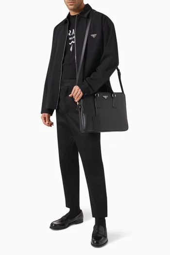 Logo Briefcase in Saffiano Leather
