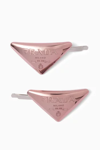 Prada Triangle Logo Crystal Hair Pins