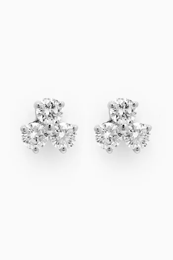 أقراط مرصعة بالماس ذهب ‏أبيض عيار 18