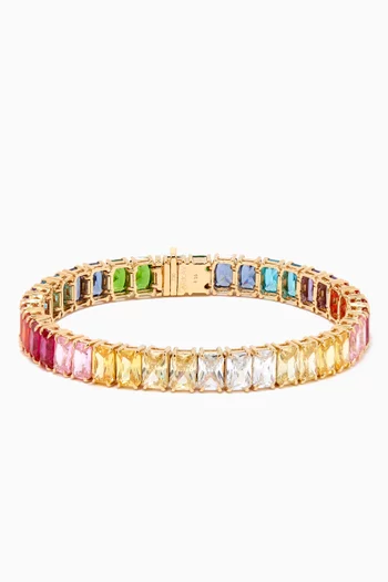Rainbow Emerald-cut Tennis Bracelet in 18kt Gold