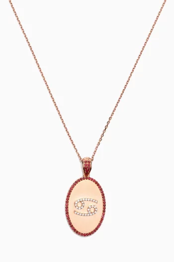 Zodiac Cancer Diamond Necklace in 18kt Rose Gold
