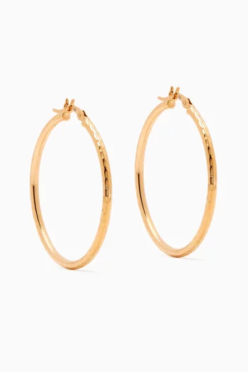 Large Diamond Cut Hollow Hoops in 14kt Yellow Gold