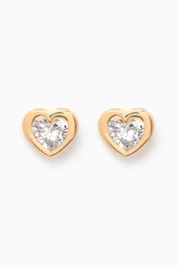 Baby Heart Diamond Studs in 10kt Yellow Gold