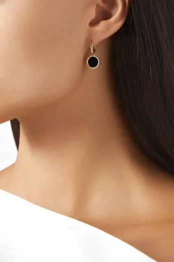 أقراط متدلية بيتيت دي واي إليمنتس مرصعة بماس وعقيق أسود يماني ذهب عيار 18