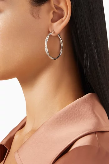 أقراط دائرية صغيرة بتصميم رمز اللانهاية مرصعة بماس بافيه فضة إسترلينية