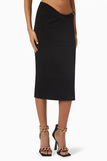 Rolled Pencil Midi Skirt in Viscose-jersey
