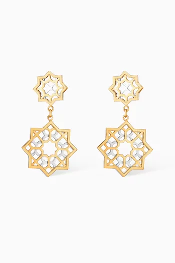 Al Qasr Star Drop Earrings in 18kt White & Yellow Gold