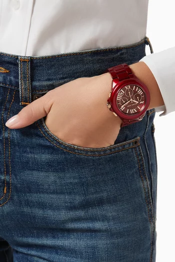 Oversized Camille Quartz Chronograph Stainless Steel Watch, 43mm