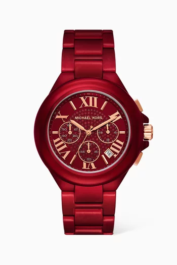 Oversized Camille Quartz Chronograph Stainless Steel Watch, 43mm