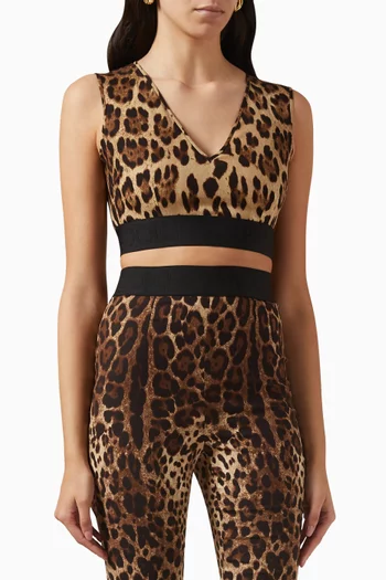 Leopard-print Top in Charmeuse