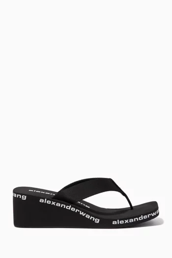 Logo Flip Flop Wedges in Nylon and Rubber