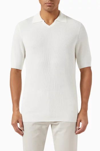 تي شيرت بولو بنسيج مضلع قطن