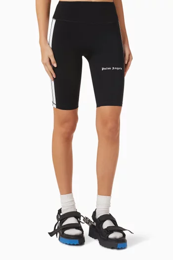 Track Biker Shorts in Stretch Nylon