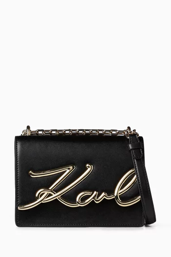K/Signature Small Shoulder Bag in Leather