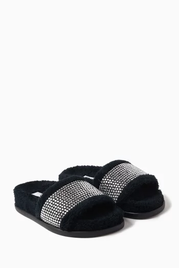 Crystal Embellished Slides in Terrycloth