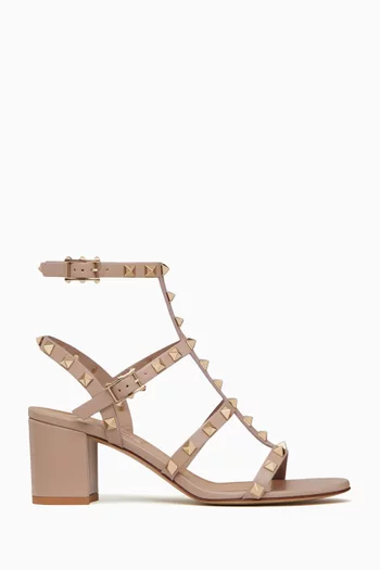 Rockstud 60 Caged Sandals in Leather