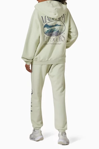 Outdoors Printed Hoodie in Cotton-fleece