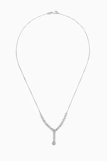 Round Pavé Diamond Necklace in 14kt White Gold
