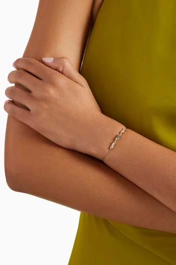 Triple Barrel Emerald & Diamond Chain Bracelet in 14kt Gold