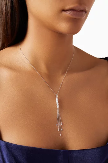 Barrel Dangle Diamond Necklace in 14kt White Gold