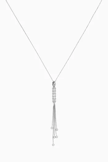 Barrel Dangle Diamond Necklace in 14kt White Gold