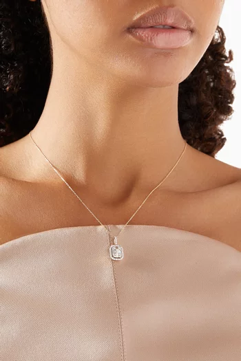 Mystery Set Double Frame Diamond Pendant Necklace in 14kt Gold