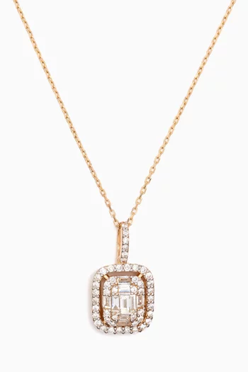 Mystery Set Double Frame Diamond Pendant Necklace in 14kt Gold