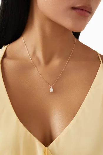 Mystery Set Single Frame Emerald & Diamond Pendant Necklace in 14kt Gold