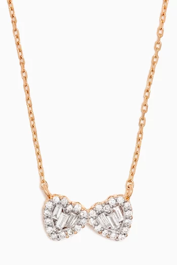 Double Heart Diamond Pendant Necklace in 14kt Gold