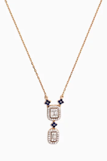 Mystery Set Sapphire & Diamond Pendant Necklace in 14kt Gold