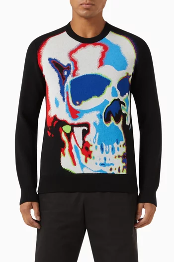 Solarised Skull Jacquard Sweater in Viscose Blend