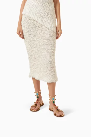 صندل شانتي بكعب مسطح جلد لامع