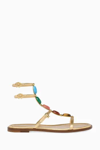 صندل شانتي بكعب مسطح جلد لامع