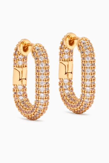 XL Pavé Chain-link Hoops in Gold-plated Brass