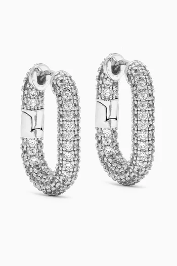 XL Pavé Chain-link Hoops in Silver-plated Brass