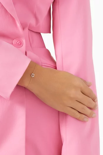 سوار ميني بتصميم سلسلة بحلية مربعة مرصعة بالماس ذهب عيار 14