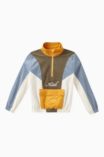 Novelty Colour-block Track Jacket in Corduroy