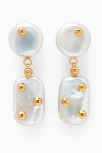 Freshwater Pearl Earrings in 18kt Gold-plated Brass