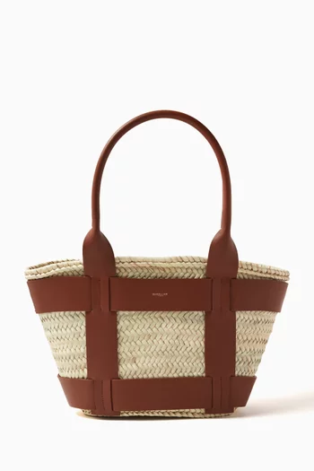 Medium Santorini Bag in Raffia & Leather