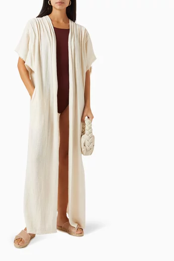 Pleated Maxi Vest in Cotton-jute